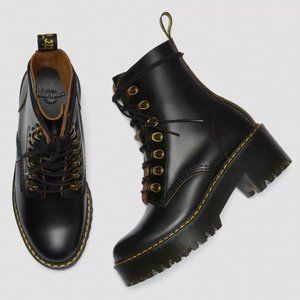 Dr.Martens “Doc’s” Leona Womens Black Smooth Leather Heeled Boots Size 6/ EU 37